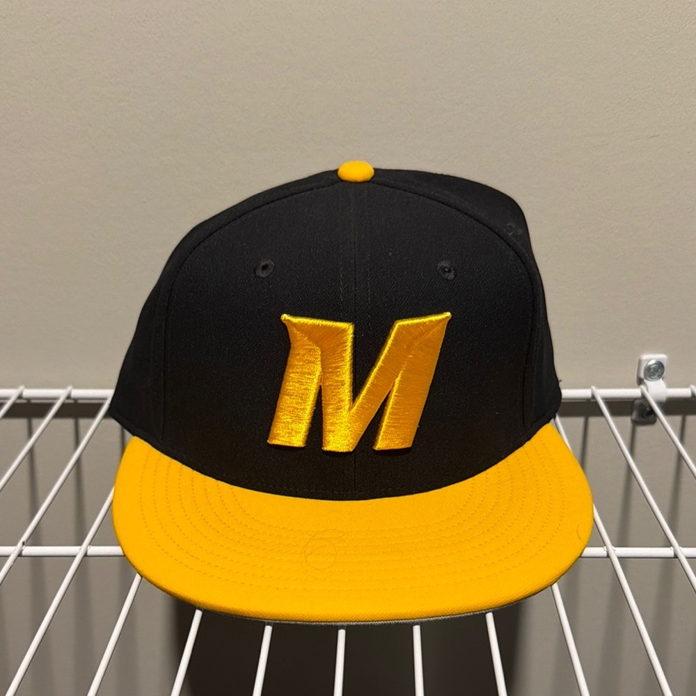 Black & Yellow 'M' Snapback Cap - Men's Accessory